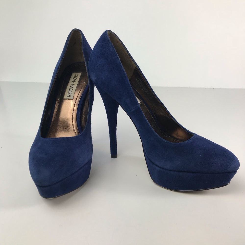 Steve Madden heels blue suede platform stiletto 9